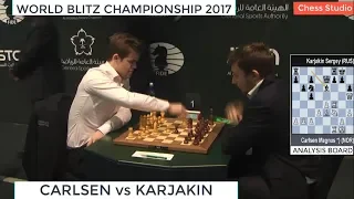 CARLSEN vs KARJAKIN || WORLD BLITZ CHAMPIONSHIP 2017