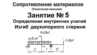 Сопротивление материалов. Занятие 5. Определение внутренних усилий M Q. Изгиб двухопорной балки