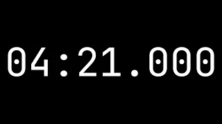 Countdown timer 4 minutes, 21 seconds [04:21.000] - White on black with milliseconds