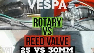 vespa ROTARY 25mm vs REED VALVE 30mm POLINI 177 acceleration #1/2 - FMP - Solid PASSion