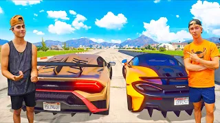 Lamborghini Huracan STO vs Stephen Sharer's McLaren 600LT (GTA 5 Drag Race)