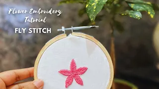 Flower Embroidery Tutorial 🌸| Fly Stitch