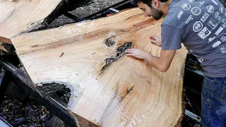 Slabbing a Red Oak Crotch with my Homemade Sawmill