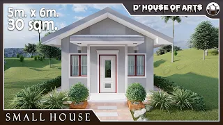 30 SQM. Beautiful Small House Design Ideas | Bungalow House Design | 5m. x 6m. | 1 Bedroom | 1 T&B