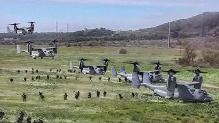 Massive US Marines V-22 Invasion During Live Exercise