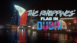 Philippine Flag in Dubai Festival City for the 121st Philippine Independence Day Celebration