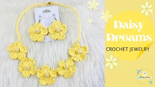 Daisy Dreams Crochet Jewelry | How to Crochet Necklace and Earrings | Handmade Jewelry