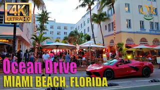 4K Night WALK Ocean Drive MIAMI Beach Florida USA - Summer 2022