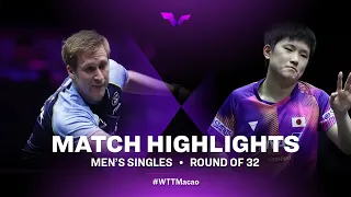 Highlights | Mattias Falck vs Tomokazu Harimoto | MS R32 | WTT Champions Macao 2022