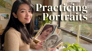 Practice, Patience, Progress🌟 draw and paint portraits with me + library trip 📚 dreamy art vlog