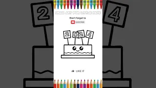 How to Draw Cake 2024 Happy New Year Drawing Coloring