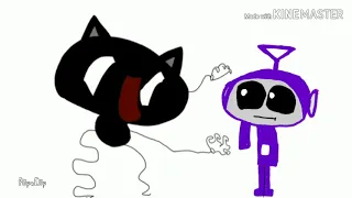 Cartoon Cat VS Tinky Winky but it's a flipaclip are short (From big headed bendy plush)