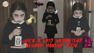 Quick and Easy Wednesday Addams Halloween Makeup Look for Kids | DIY Halloween Makeup for Kids.