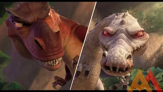 Ice Age 3 game: Rudy vs Momma with Spinosaurus and T-rex sounds