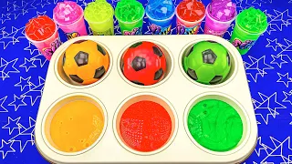 Satisfying Video l Glossy Slime in Magic Color Tray Circle with Rainbow Soccer Balls Relaxing ASMR