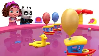 Pinky and Panda Fun Play with Balloon Boats Racing Kids Toddler Educational Learning Video