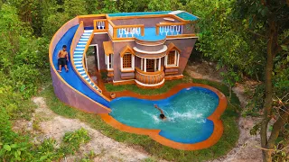 Build Most Wonderful Mud Villa,Water Slide Park,Gorgeous Swimming Pool& Pool Top Villa [Full Video]