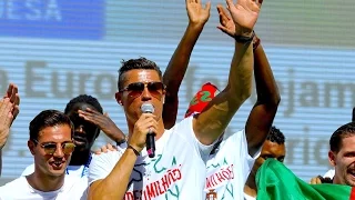 Cristiano Ronaldo and Pepe CELEBRATE Euro 2016 in LISBON | VICTORY SPEECH