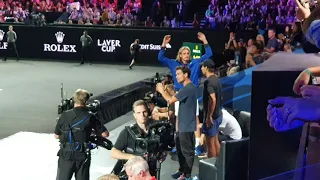 Laver cup, final match team Europe cheering zverev