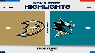 NHL Highlights | Ducks vs. Sharks - Nov. 5, 2022