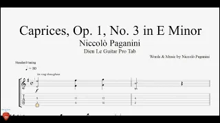 Niccolò Paganini - Caprices, Op. 1, No. 3 in E Minor - Guitar Tutorial + TABs