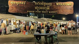 Phnom Penh Night Market in Phnom Penh, Cambodia (2024) (4K) WALKING TOUR