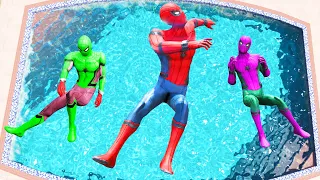 GTA 5 Rainbow Spiderman Jumping Into Pool (Euphoria Physics/Ragdolls) #3