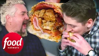 Guy Fieri Tries Out The "Holy-Moly-Stromboli" With His Son | Diners, Drive-Ins & Dives