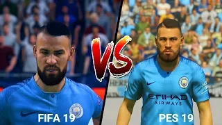 FIFA 19 vs PES 2019 Manchester City Players Faces Comparison