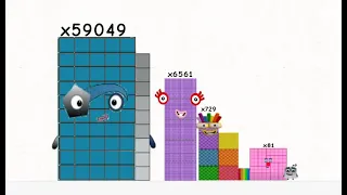 Numberblocks 9 x 9 (times multiples of 9} sneeze up to number 43,046,721 (43 million)