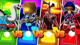 Thomas the Train exe vs Spider House Head vs Siren Head vs Sonic the headgehog exe 🌟 Tiles Hop EDM