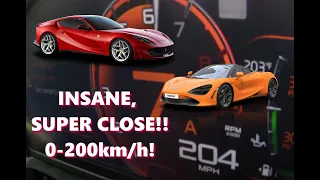 INSANE! Ferrari 812 Superfast vs. McLaren 720S 0-200 comparison!