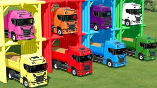 GARAGE OF COLORS ! WHEAT TRANSPORTING FROM COLORED SILO TO GARAGE with SCANIA TRUCKS ! Farming 22