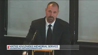 Memorial service for Blue Jackets goaltender Matiss Kilvlenieks