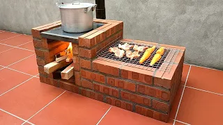 How to make a 2 in 1 wood stove with bricks and cement 2