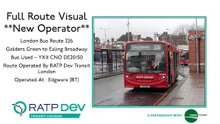 FULL ROUTE VISUAL | London Bus Route 226 Golders Green to Ealing Broadway YX11CNO DE20150 RATP Group