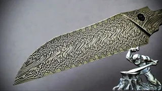 Dragon's Breath Damascus Steel, making a blade.