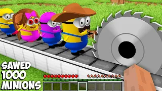 You can SAWED ALL MINIONS in Minecraft ! SUPER TRAP FOR 1000 MINIONS !