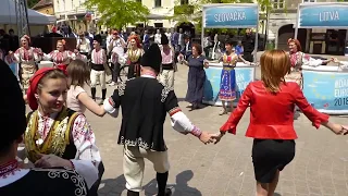 Bulgarian Horo Dance with Folklore Ensemble "Pirin" and Visitors in Zagreb, Croatia 2018