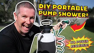 Our DIY Portable Hand Pump Shower - a Budget solution for off-grid camping, no batteries required!