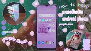 How to have a aesthetic android phone🌆💕(aesthetic pastel purple theme💜✨)(realme c21y phone)