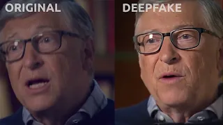 Deepfake example. Original/Deepfake close shot Bill Gates.