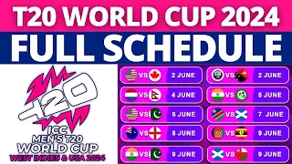 T20 World Cup 2024 schedule: ICC T20 World Cup 2024 Schedule Time Table | T20 World Cup Schedule