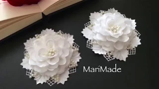 Канзаши Белые Резинки Банты в Школу МК Kanzashi White Flower Bows