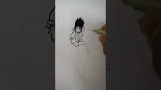 Speed drawing Sasuke - StickMan?! 🤯 #shorts