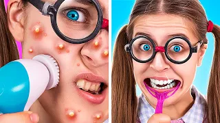 From Nerd to Popular! / Extreme Makeover with Beauty Hacks