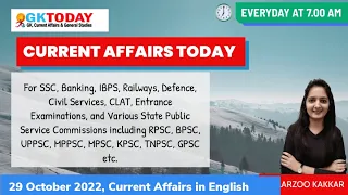 29 October,  2022 Current Affairs in English by GKToday