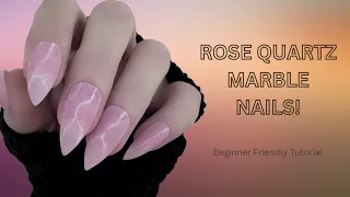 How to do the rose quartz marble nail design BEGINNER FRIENDLY