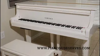 Yamaha baby grand piano white polish model GH1 Overview(Full version)