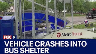 Vehicle crashes into Minneapolis bus shelter